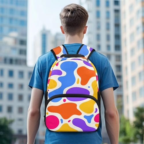 All Over Print Backpack for Women & Men - Abstract Colorful Spot Print 17 In Lightweight Laptop Backpack, Water Resistant College School Bookbag with Side Pockets, Trendy Travel Rucksack - color: Abstract Colorful Spot Print