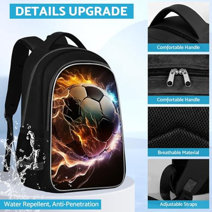 TILYTADLY School Backpack for Boys - Soccer Boys Backpack for Kids Children Teens Elementary Middle School - Students Bag for Ages 6-18,17″Bookbag Multifunctional Large Capacity - color: Soccer-09-backpack Only