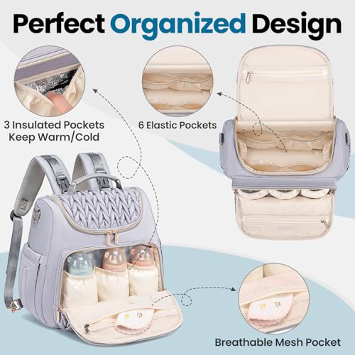 Tealari 4 in 1 Convertible Diaper Bag Backpack,Waterproof Baby Diaper Bag with Changing Pad,Converts into Baby Tote Bag,Diaper Backpack,Stroller Bag and Crossbody Diaper Bag - color: Gray