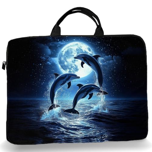 15-Inch Laptop Sleeve – Stylish, Lightweight, Shockproof, Water-Resistant Case for Lenovo, HP, Dell, Asus Notebooks - Cute Dolphin - color: Cute Dolphin