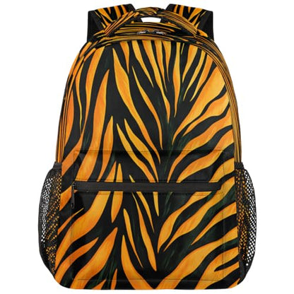 Tiger Print Backpack with Chest Strap, Casual Backpack for Women Men, 16 Inch Daypack for Travel Work, Animal - color: Purple