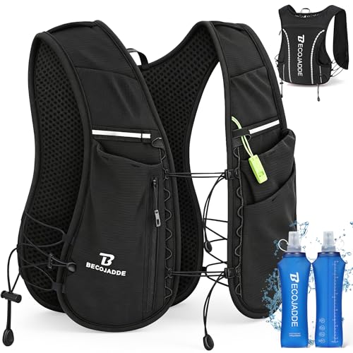 BECOJADDE 5L Running Vest for Women, Hydration Backpack Lightweight & Breathable for Trail Running, Marathon, Hiking, Cycling - color: Black
