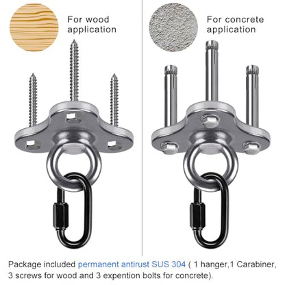 Dolibest Ceiling Anchor Mount for Yoga Swing Suspension, Resistance Band Wall Anchor, Body Weight Strength Training Systems, 2000LB Capacity, Stainless Steel,1PCS - color: Silver-3holes