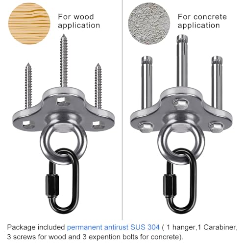 Dolibest Ceiling Anchor Mount for Yoga Swing Suspension, Resistance Band Wall Anchor, Body Weight Strength Training Systems, 2000LB Capacity, Stainless Steel,1PCS - color: Silver-3holes