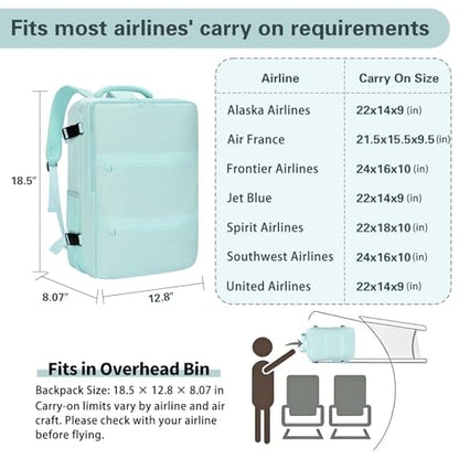 Travel Carry On Backpack for Women, TSA Approved 15.6" Laptop Daypack - color: Blue, size: Large