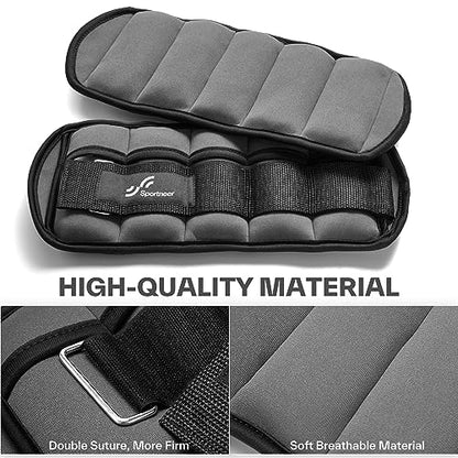 Sportneer Adjustable Ankle Weights for Women and Men 7 lbs/Pair Adjustable Leg Weights with Secure Straps, Strength Training Weighted for Yoga, Walking, Running, Aerobics, Gym, Physical Therapy - color: Dark Gray