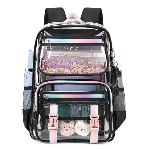 Sisipoet Clear Backpack for School, PVC Clear Bookbag Heavy Duty Transparent Backpack for Stadium Events See Through Bag - color: 1pc-black Sequin