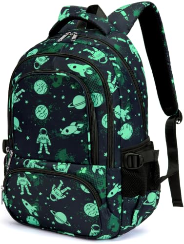BLUEFAIRY Boys Backpack 8-10 10-12 Years Old with Laptop Compartment 17Inch - color: Black Green