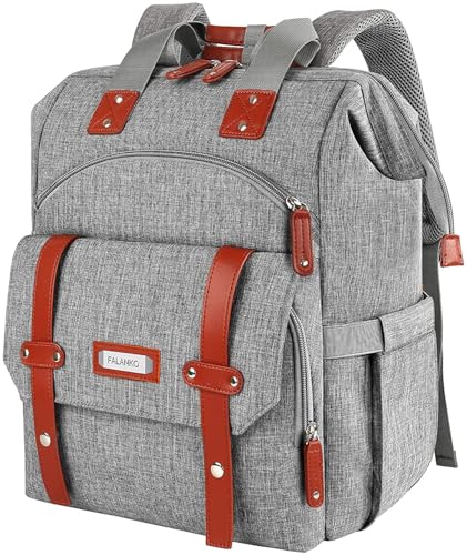 FALANKO Laptop Backpack for Women, Work Doctor Teacher Nurse Wide Open College School Student 17.3 Inch Laptops Bookbag Purse Travel RFID Computer Bag for Men Women Girls Grey - color: Grey, size: 17.3 Inch