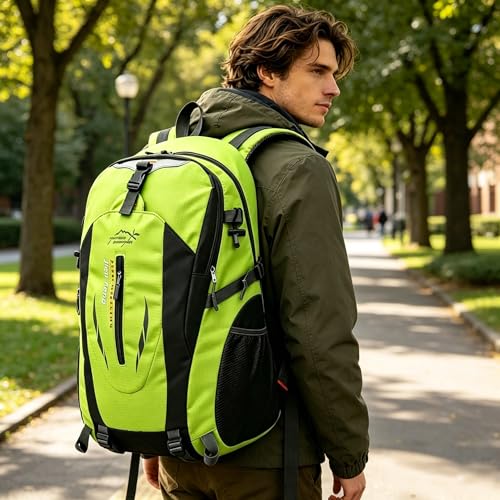 1 Pcs Outdoor Hiking Backpack, Lightweight Travel Daypack, Waterproof Multi-Function Sport Rucksack for Camping, Cycling, Mountaineering and Daily Outdoor Use, Green
