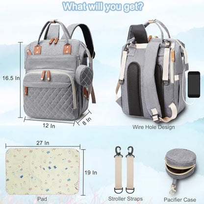 SHITIESHOU Diaper Bag Backpack Baby Bag, Baby Girl Boy Diaper Bag for Dad Mom with Pad, 16 Pockets, Pacifier Case, Large Diaper Bags Unisex for Travel (Grey) - color: Gray
