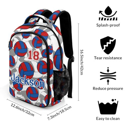 Red Blue Volleyball Pattern Casual Backpack Daypack Bookbag Laptop Bag Custom Shoulders Backpacks for Gifts - color: Red Blue Volleyball Pattern
