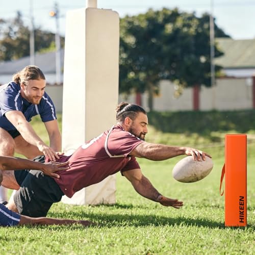 Hikeen 4PCS Football Pylons, Set of 4 Orange Football Yard Markers – 4.4lb Sand-Weighted Football Field & Flag Football Accessories, Durable Soft Sports Cones with Carry Handles for Field Goal Post