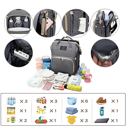 ANWTOTU Baby Diaper Bags with Changing Station,900D Oxford Waterproof Diaper Bag Backpack for Moms Dads with USB Charging Port,Large Capacity Baby Essentials(Ungrade Grey) - color: Ungrade-grey