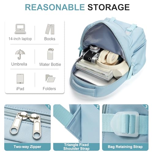 Preppy Middle School Backpack for Teens Girls Boys Waterproof Backpack with Lots of Pockets College Back pack for Women Men Cute School Bag for Students（Blue） - color: A3-blue