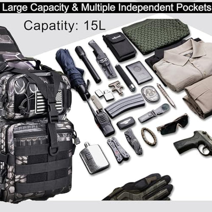 HAOMUK Tactical Sling Bag Pack Military Rover Shoulder Sling Backpack EDC Molle Assault Range Bag - color: Pythons Grain Black