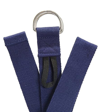 Everyday Yoga Strap with Metal D-Ring - Durable Stretching Strap for Yoga, Pilates, Flexibility & Physical Therapy (6ft, 8ft, 10ft) - color: True Navy, size: 10 Foot