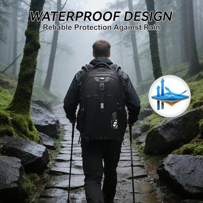 Hiking Backpack for Men Women, 50L Large Capacity Waterproof Mountaineering Backpack, Breathable Outdoor Daypack, Adjustable Trekking Rucksack for Camping Climbing Travel Climbing Travel - color: 50l-black