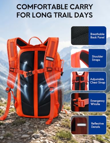 Haimont 25L Lightweight Hiking Daypack with Rain Cover, Orange - color: Orange
