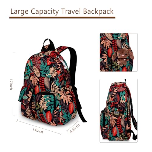 Women's Water-resistant Daypack Backpack, 15.6 Inch Laptop Compartment & Anti-Theft Pocket, Adjustable Padded Straps for Commuting, Travel, Work, College, Maple Red - color: Maple Red