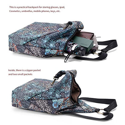 Black Butterfly Boho Small Backpack for Women, Hiking Lightweight Daypack - color: Blue Grey