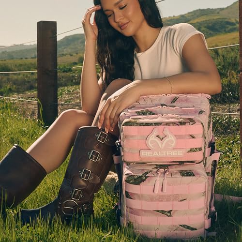 WOLFpak 35L Athletic Gym Backpack (Realtree APX Flushing Pink) - Durable 1000D Waterproof Oxford Material with MOLLE Webbing, Laptop Pocket & Dual Cup Holders, Durable Fitness/Travel/Military Daypack - color: Realtree Apx Flushing Pink
