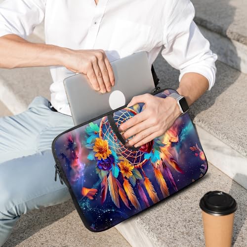 14 15 15.4 15.6 inch Laptop Handle Bag Computer Bag, Pouch Holder Notebook Sleeve Cover Soft Case Compatible for Dell,Lenovo,Toshiba HP, Asus Notebook-Glowing Dream Catcher - color: Glowing Dream Catcher