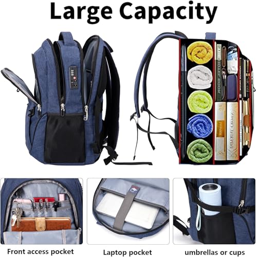 SHRRADOO Anti Theft Laptop Backpack Travel Backpacks with Combination Lock for Women Men College Backpack Computer Bag Fits 17 Inch Laptop,Royal Blue - color: Royal Blue
