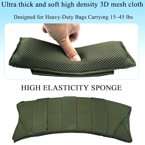 Ultra Thick Shoulder Strap Pad 2 Pack, Heavy Load Backpack Strap Pads, High Elasticity Tactical Bag Shoulder Pads - color: 2PCS-Green