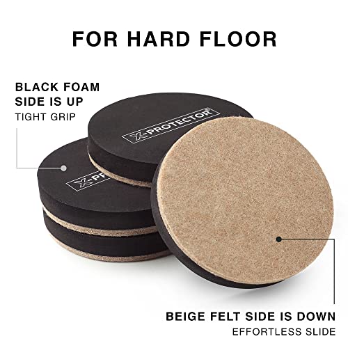 Felt Furniture Sliders Hardwood Floors X-PROTECTOR – 16 PCS 3 1/2" Furniture Sliders – Heavy Duty Felt Sliders Hard Surfaces – Move Your Furniture Easily & Safely! - size: 16 PCS 3 1/2 inch
