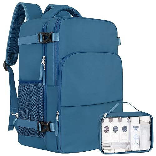 Sinaliy Travel laptop Backpack for Men Women, Personal Item Size Flight Approved, 16 Inch Laptop Bag with Multi-Pockets, College Computer Bag, Waterproof Carry On Backpack Casual Daypack Backpack - color: Deep Blue, size: Large