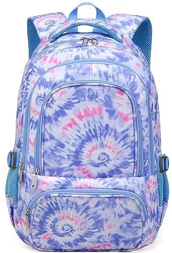 BLUEFAIRY Kids Backpack for Girls Elementary Primary Middle School Bags for Aged 8-10 for Teens Childs Bookbags Lightweight Cute Mochilas para Niñas Tie-dye Violet - color: Light Violet
