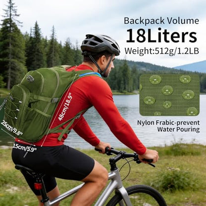 KABAQOO Hydration Backpack, 18L Multipurpose Hiking Backpack with 3L Water Bladder, Water Backpack Insulated Hydration Pack Ideal for Hiking and Cycling - color: Army Green