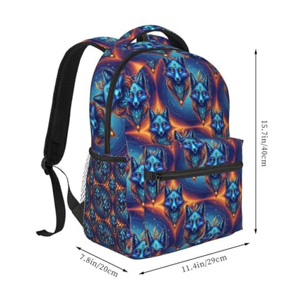 Casual Travel Backpack Mythical Creature Kitsune Fox Art for Men Women, Lightweight Water Resistant Commuter Daypack with Laptop Compartment and Side Mesh Pockets - color: Pattern (1)