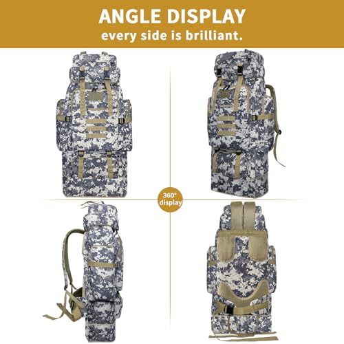 Hiking Backpack, 100L Large Camping Backpack, Expandable Waterproof MOLLE Rucksack, Outdoor Sport Travel Daypack Military Tactical Back pack for Men Women (Camouflage) - color: 100l Camo