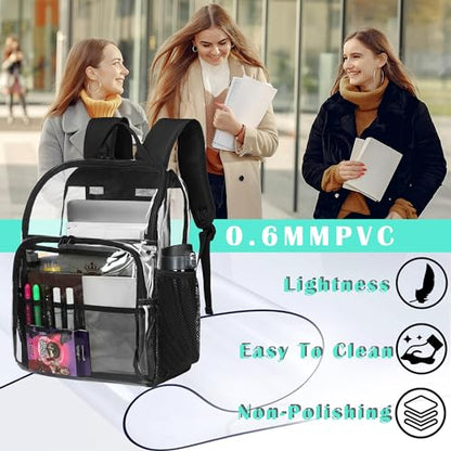 Clear Backpacks for School,18'' Large Clear Backpack Heavy Duty Clear Backpack See Through Backpack Clear Bookbag for Student,School,Work,Travel,Brown - color: Amber