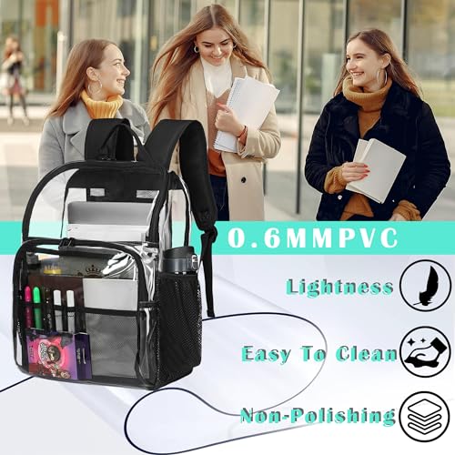 Clear Backpacks for School,18'' Large Clear Backpack Heavy Duty See Through Backpack School Bookbag for Student,Work,Travel,Purple - color: Purple