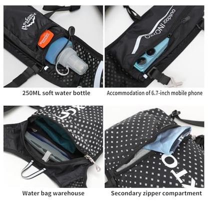 INOXTO Running Hydration Vest Backpack,Lightweight Insulated Pack with 1.5L Water Bladder Bag Daypack for Trail Hiking Running Cycling Race Marathon for Women Men - color: Black