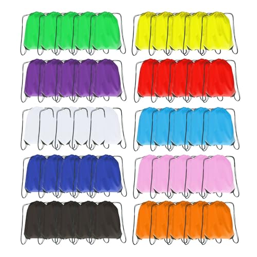 Drawstring Backpack Bulk 50 Packs Draw String Backpack Bags DIY Gym Sports Traveling Yoga Trip Pedestrianism Cinch Bag Sackpack Drawstring (multi color) - color: Multicolor
