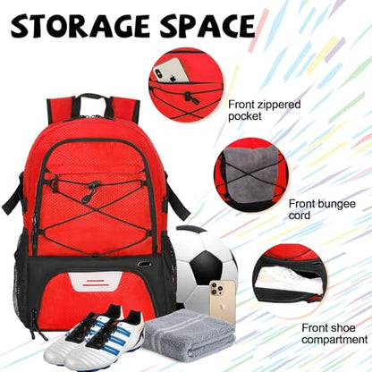 Goloni 35L Basketball Bag,Basketball Backpack with Shoe and Ball Compartment,Backpack for Soccer, Volleyball - color: Red