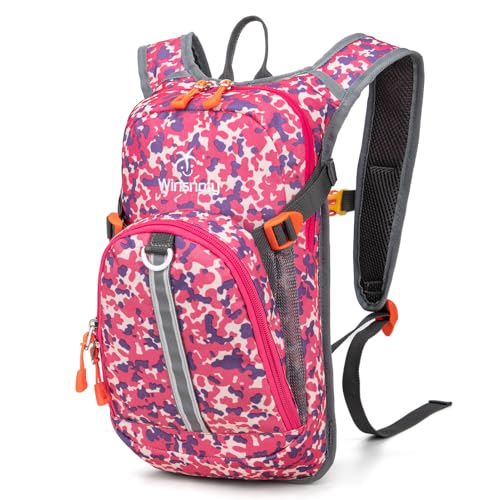 Kids Hydration Backpack, Water Hiking Backpack for Boys or Girls with 1.5L Reservoir Bladder - color: Rose Print