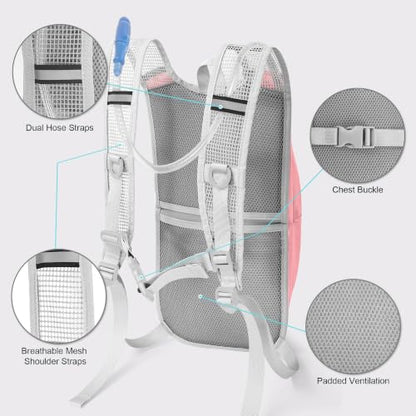 MIYCOO Hydration Backpack - Lightweight Hiking Water Backpack with 2L Water Bladder, Running Hydration Vest Backpack for Men Women, Hydration Pack for Hiking, Cycling, Climbing - color: Pink