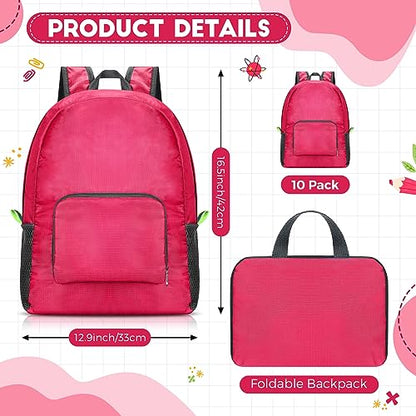 Jexine 10 Pcs Backpacks in Bulk 16.5 Inches Back Pack Basic Backpack for Adult Lightweight Outdoor Travel Book Bags(Rose Red) - color: Rose Red