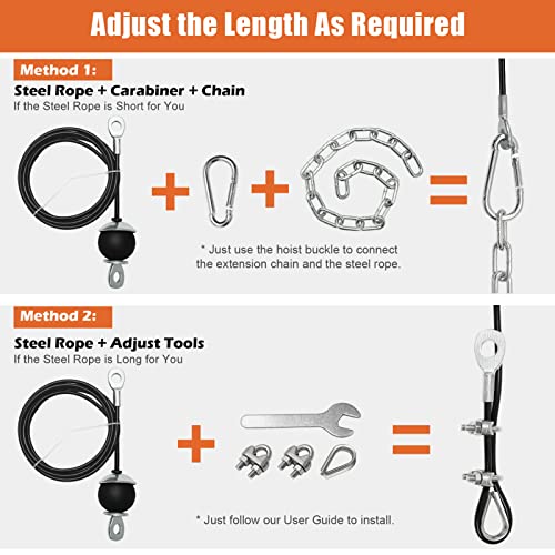 SERTT Home Gym Pulley System - Tricep Workout, Lat Pulldown, Biceps Curl, Triceps, Shoulders, Back, Forearm, Weight Cable for Squat Rack, Garage - color: Black