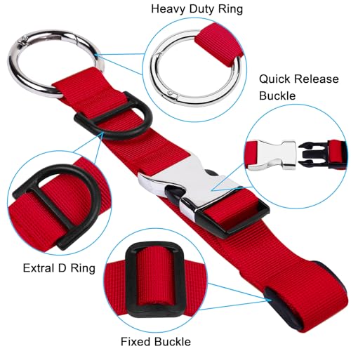Wisdompro Jacket Gripper Strap, Add a Bag Luggage Straps Baggage Suitcase Belts Travel Accessories with Hook and D-Ring - Make Your Hands Free, Easy to Carry Your Extra Bags - Red - color: Red