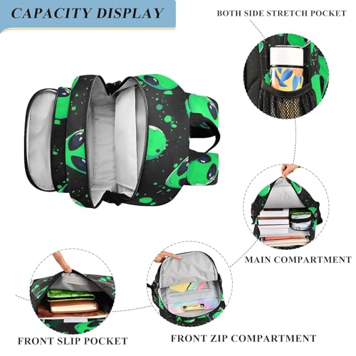 ALAZA Alien Space Doodle Fun Laptop Backpack Purse for Women Men Travel Bag Casual Daypack with Compartment & Multiple Pockets - color: Alien