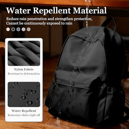Classic Basic Black Backpack For Women,Waterproof High School Bookbag,Lightweight Casual Travel Daypack,College Backpack Men,Middle School Bag For Girls Boys - color: A1-black