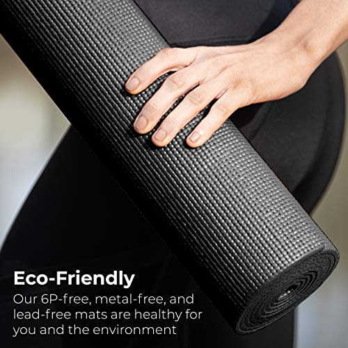 10-Pack Yoga Mat With Carrying Strap, 68" x 24" Non Slip Exercise Mat, 4mm Thick Gym Mat, Bulk Non Toxic Yoga Mats for Home Workout and Studios - color: Black