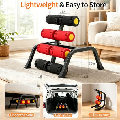 Mini Inversion Table with Rollers, Back Extension Machine for Back Pain Relief, Easy to Assemble & 297LBS Weight Capacity, Spinal Decompression Table for Home Gym