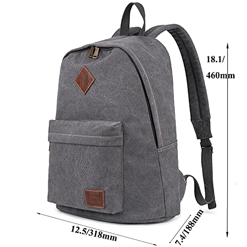 Canvas Laptop Backpack, Durable Rucksack, Travel Bag Fits 15.6 Inch Notebook for Men Women Factory Directly（Gray） - color: Gray